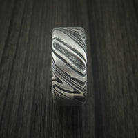 Kuro Damascus Steel Wide Ring Custom Made Wedding Band
