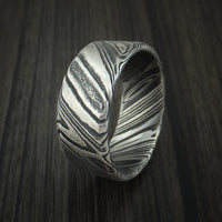 Kuro Damascus Steel Wide Ring Custom Made Wedding Band