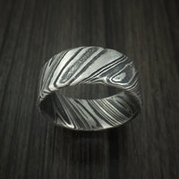 Kuro Damascus Steel Wide Ring Custom Made Wedding Band