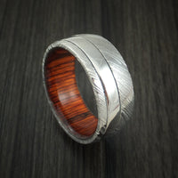 Kuro Damascus Steel and Cobalt Chrome Ring with Cocobolo Sleeve Custom Made Band