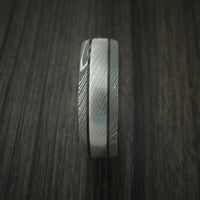 Damascus Steel Ring with 14k Rose Gold Sleeve Custom Made Band