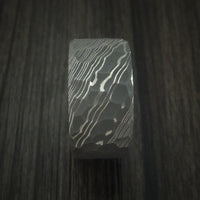 Rock Hammer Damascus Steel Wide Band with Snow White Cerakote Sleeve Custom Made Band