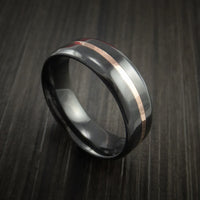 Black Titanium Band with Rose Gold Center Inlay Custom Made