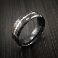 Black Titanium Band with Rose Gold Center Inlay Custom Made