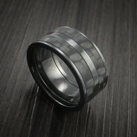 Black Titanium Ring with Black Carbon Fiber Inlay Custom Made Band