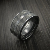 Black Titanium Ring with Black Carbon Fiber Inlay Custom Made Band