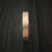 14K Rose Gold Band with Distressed Finish and Red Heart Wood Sleeve Custom Made