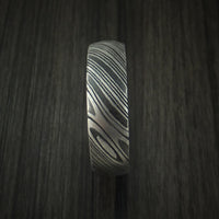 Kuro Damascus Steel Ring with Red Heart Wood Hardwood Sleeve Custom Made Wood Band