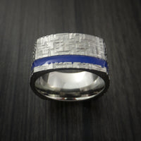 Square Titanium Ring Modern Design Band Custom Made with Comfort Fit Color Inlay