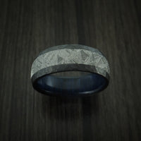 Black Zirconium Ring with Gibeon Meteorite Inlay and Interior Hardwood Sleeve Custom Made Band