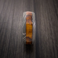 Wood Ring and Damascus Ring inlaid with Hardwood Custom Made