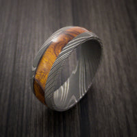 Wood Ring and Damascus Ring inlaid with Hardwood Custom Made