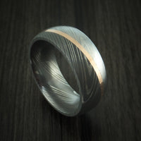 Damascus Steel Diagonal 14K Rose Gold Ring Wedding Band Custom Made