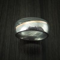 Damascus Steel Diagonal 14K Rose Gold Ring Wedding Band Custom Made