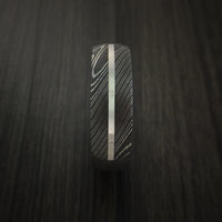 Damascus Steel 14K White Gold Ring Wedding Band Custom Made