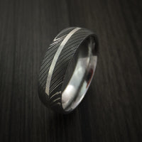 Damascus Steel 14K White Gold Ring Wedding Band Custom Made