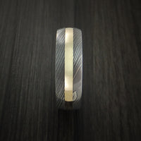 Damascus Steel 14K Yellow Gold Ring Wedding Band