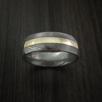 Damascus Steel 14K Yellow Gold Ring Wedding Band
