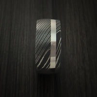 Damascus Steel 14K White Gold Wide Ring Wedding Band Custom Made Genuine Craftsmanship