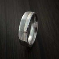 Damascus Steel 14K White Gold Ring Wedding Band