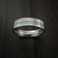 Damascus Steel 14K White Gold Ring Wedding Band