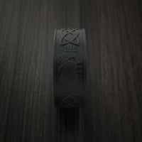 Black Titanium Celtic Irish Claddagh Ring Hands Clasping Heart Band Carved