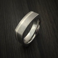 Titanium Ring with Silver Inlay Square Band Custom Made