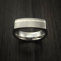 Titanium Ring with Silver Inlay Square Band Custom Made