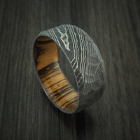 Damascus Steel Rock Hammer Ring with Bocote Wood Sleeve Custom Made