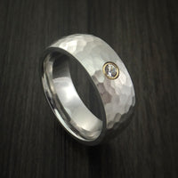 Cobalt Chrome Hammered Band with Beautiful Sapphire Custom Made Ring