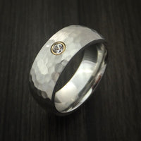 Cobalt Chrome Hammered Band with Beautiful Sapphire Custom Made Ring