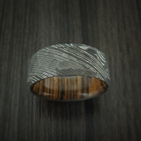 Damascus Steel Rock Hammer Ring with Bocote Wood Sleeve Custom Made