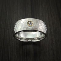 Cobalt Chrome Hammered Band with Beautiful Sapphire Custom Made Ring