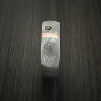 Damascus Steel with 14K Gold and Black Diamond Custom Made Band