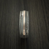 Damascus Steel 14K Rose Gold Ring Wedding Band