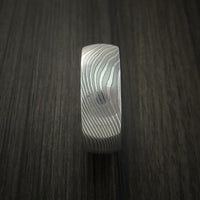 Damascus Steel Ring Stripe Pattern Wedding Band Flat Twist Look