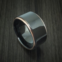 Black Zirconium Ring with 14K Rose Gold Edges Custom Made Band