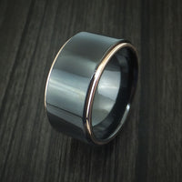 Black Zirconium Ring with 14K Rose Gold Edges Custom Made Band