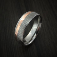 Damascus Steel and Copper Ring Wedding Band Custom Made