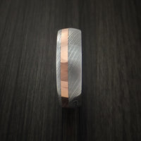 Damascus Steel and Copper Ring Wedding Band Custom Made