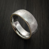 Cobalt Chrome Distressed Finish Band with Yellow Gold Side Braid Custom Made