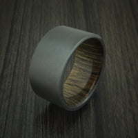 Black Zirconium and Walnut Wood Sleeve Ring Custom Made