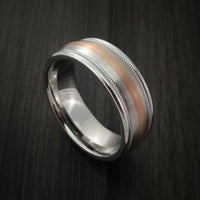 Cobalt Chrome Millgrain Ring with Rose Gold Inlay
