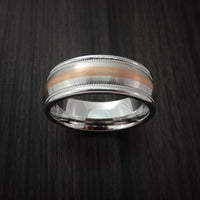 Cobalt Chrome Millgrain Ring with Rose Gold Inlay