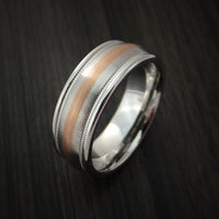 Cobalt Chrome Millgrain Ring with Rose Gold Inlay