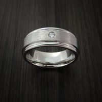 Cobalt Chrome Satin Finish Ring with a Beautiful Round Diamond
