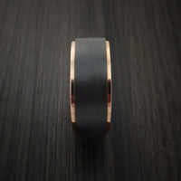 Black Titanium Ring with 14K Rose Gold Edges Custom Made Band
