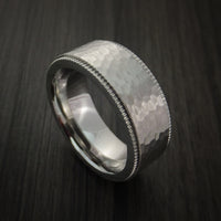 Cobalt Chrome Hammered Ring with Coin Milled Edge Custom Made Band
