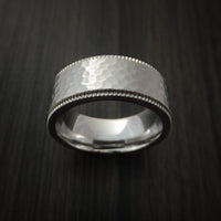 Cobalt Chrome Hammered Ring with Coin Milled Edge Custom Made Band