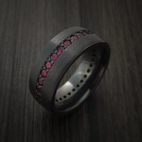 Black Titanium Eternity Band with Stunning Red Rubies